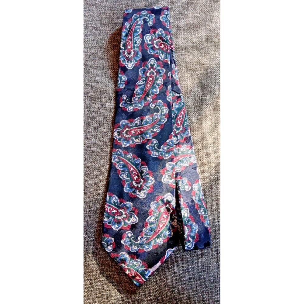 Tie 70s 80s 90s Y2K Mens Sabatini Blue Red Green White Paisley 3.75 Wide 58 Long